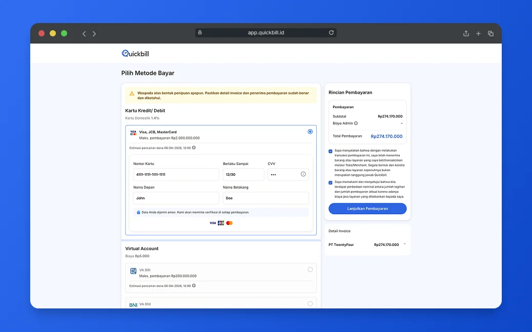 Quickbill Platform screenshot