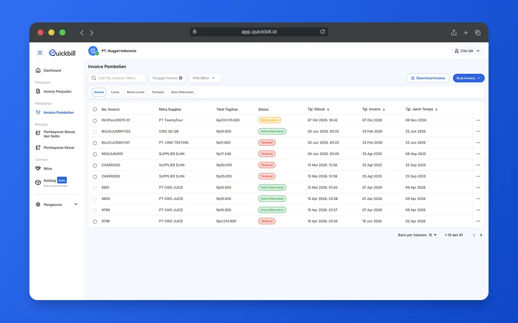 Quickbill Platform screenshot